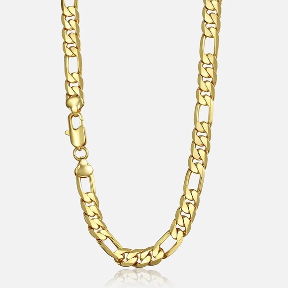 ⭐️HP⭐️New: Gold Vermeil Diamond Cut Figaro Necklace, Made in Italy - Picture 4 of 8